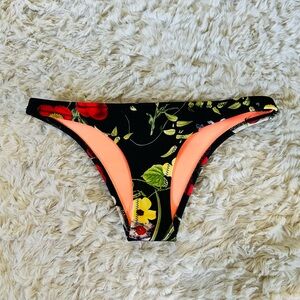 NWT Triangl Swimwear Floral Bikini Bottoms - Black, Orange, Yellow